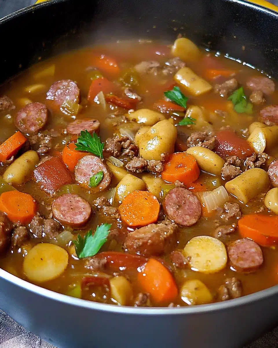 Herzhafter Linseneintopf mit Gemüse und Würstchen - Perfekte Rezepte