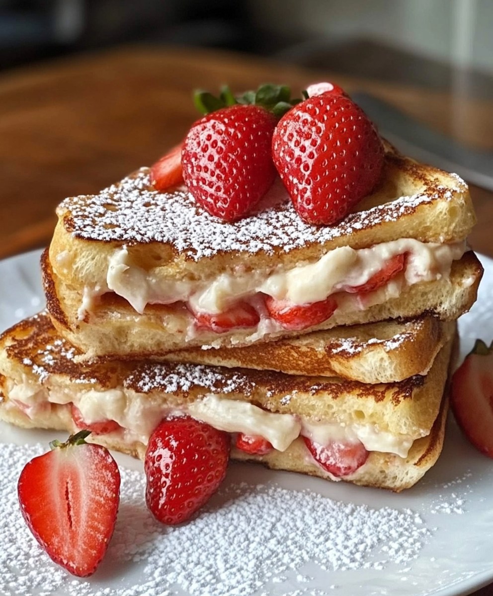 French Toast mit Erdbeer-Käsekuchen-Füllung - Perfekte Rezepte